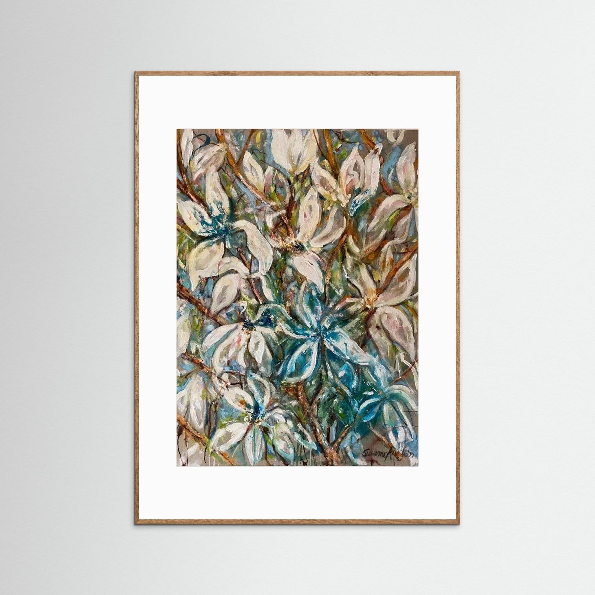 Magnolia grenar – konsttryck med mjuk elegans