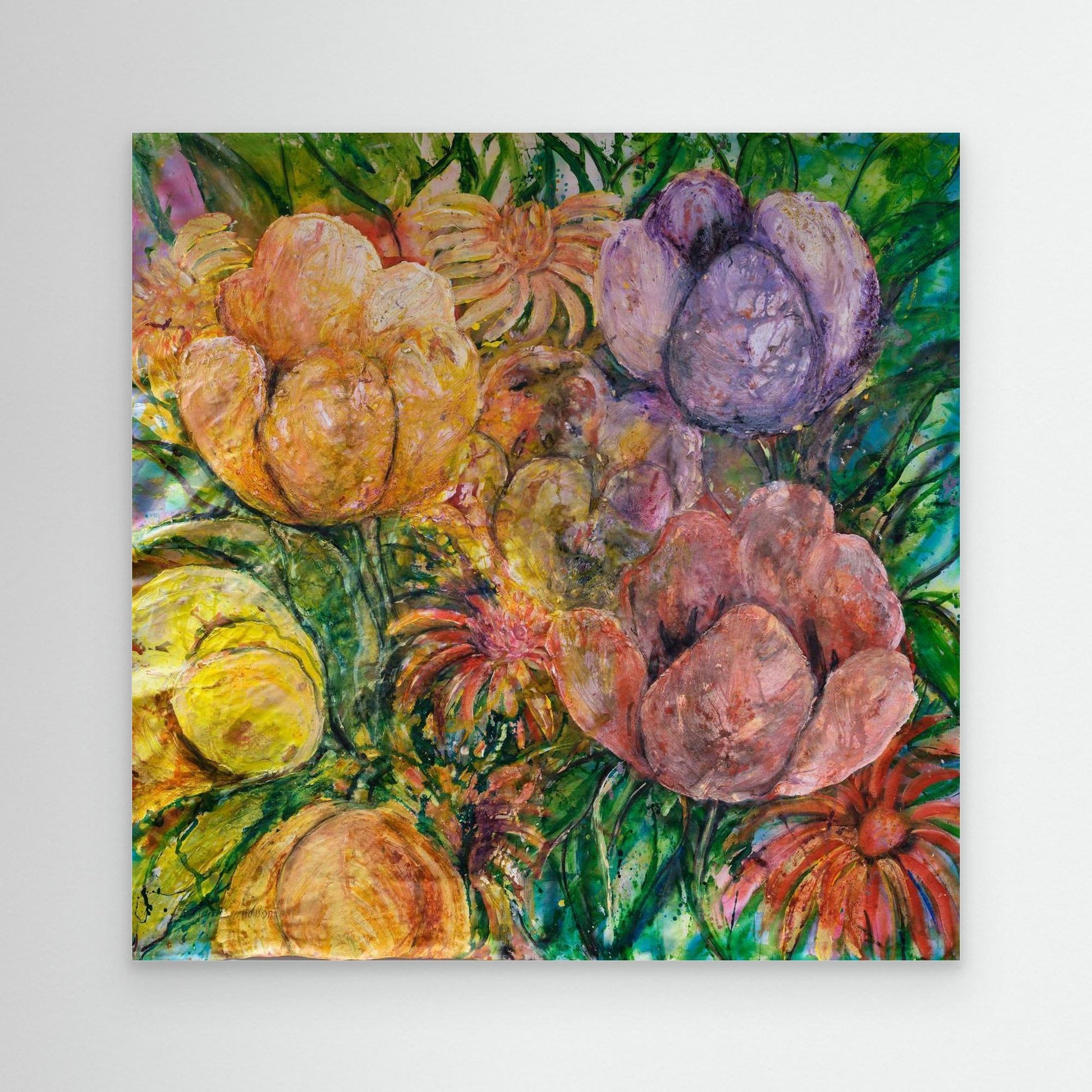 Abstrakt blomsterkonst – färgsprakande tryck på canvas