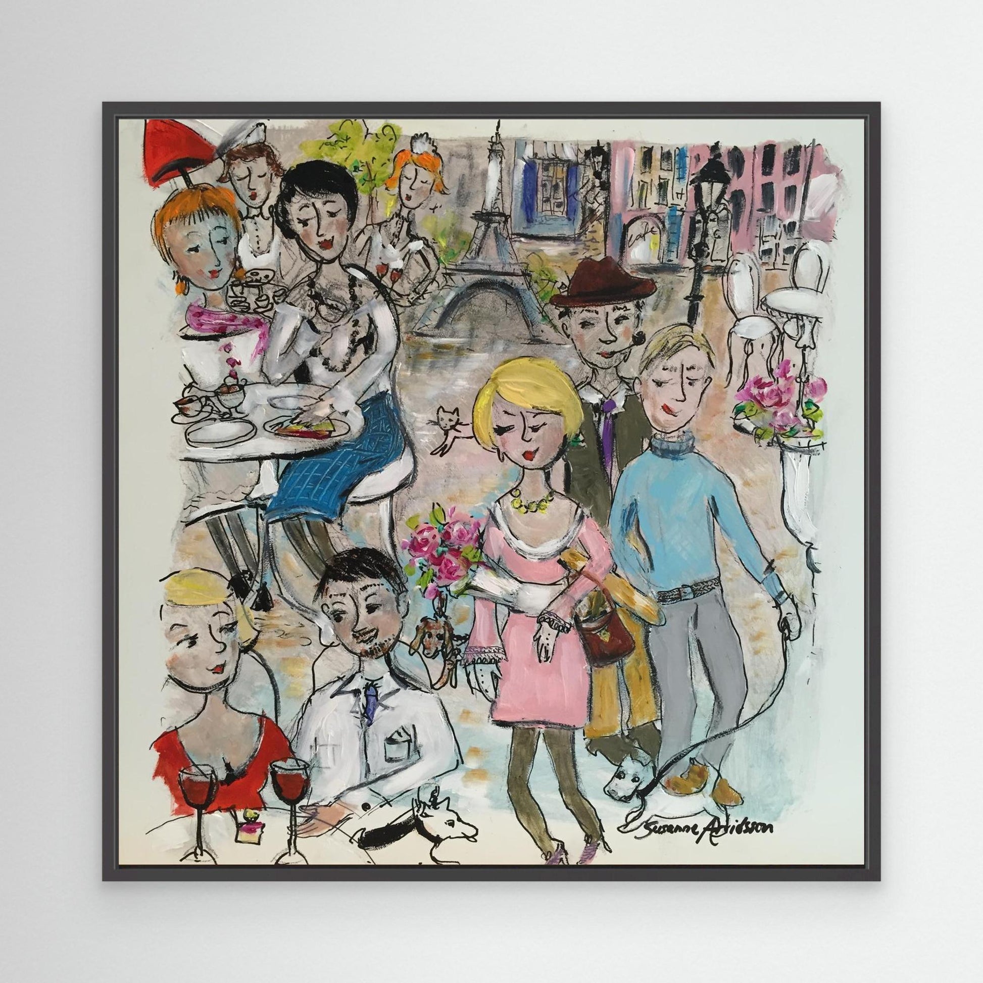  Konsttryck på canvas - Paris – en naivistisk vy