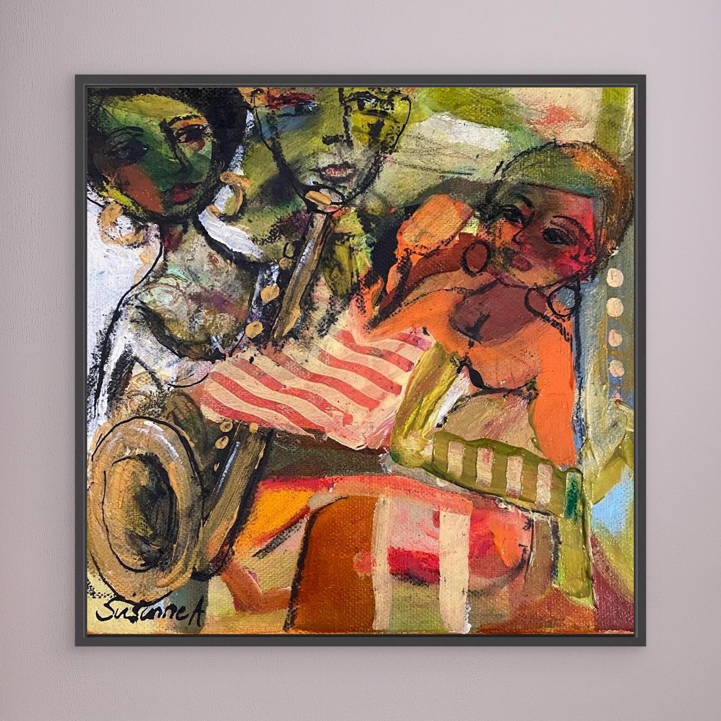 Konsttryck på duk - Jazzkväll på baren