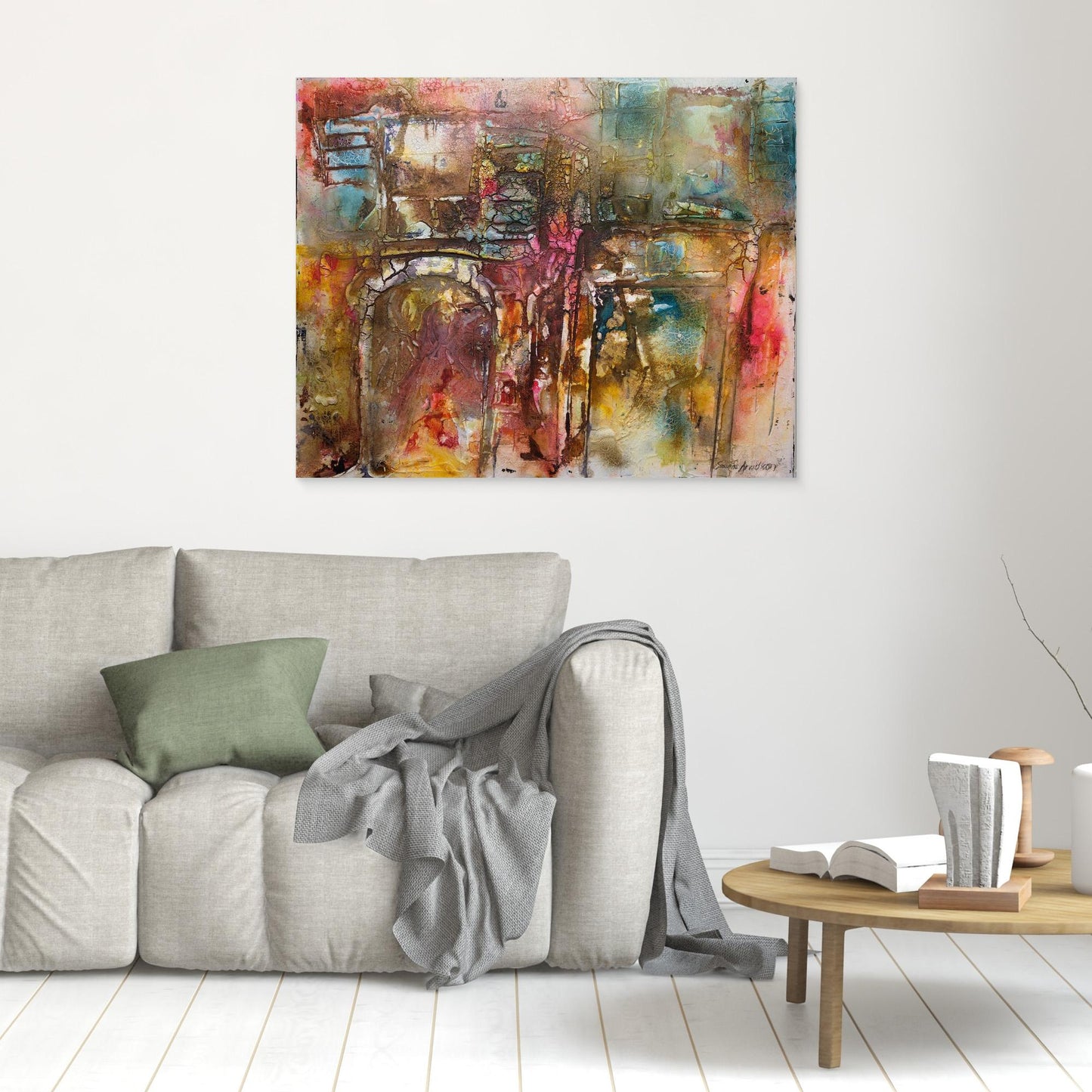 Abstrakt färgsprakande konst – tryck på canvas i stora storlekar