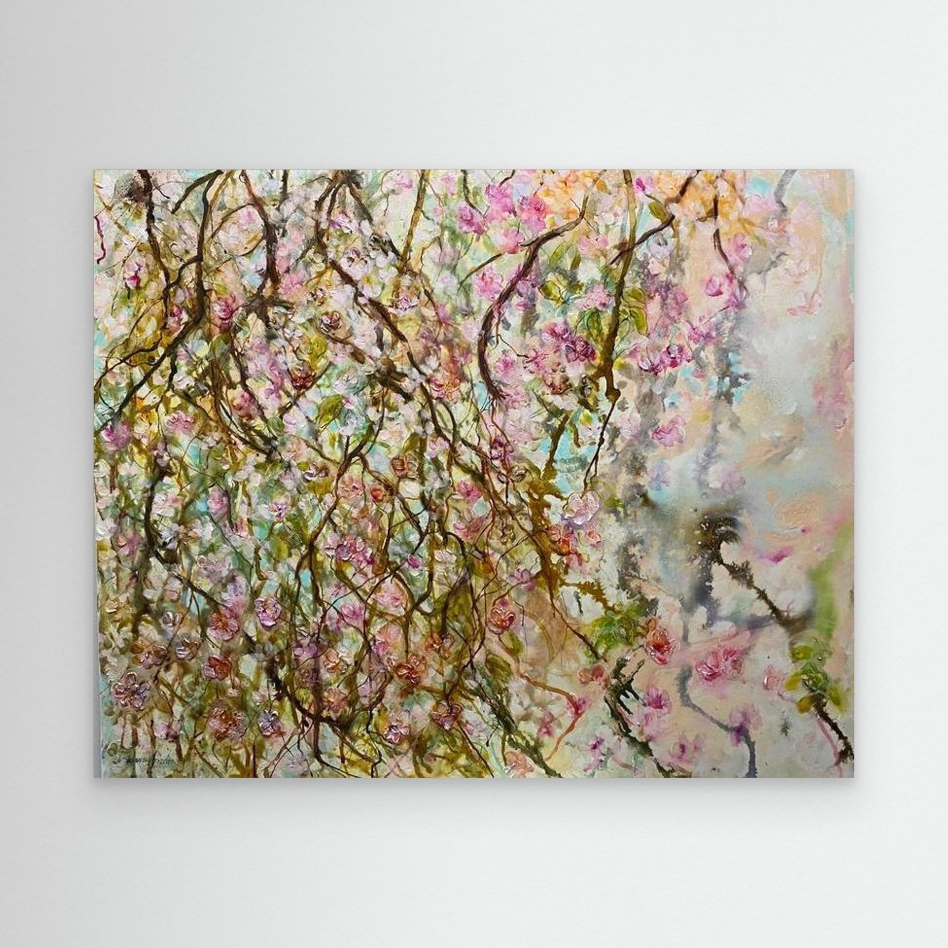 Blommande Grenar – konsttryck på canvas med ljus vårkänsla