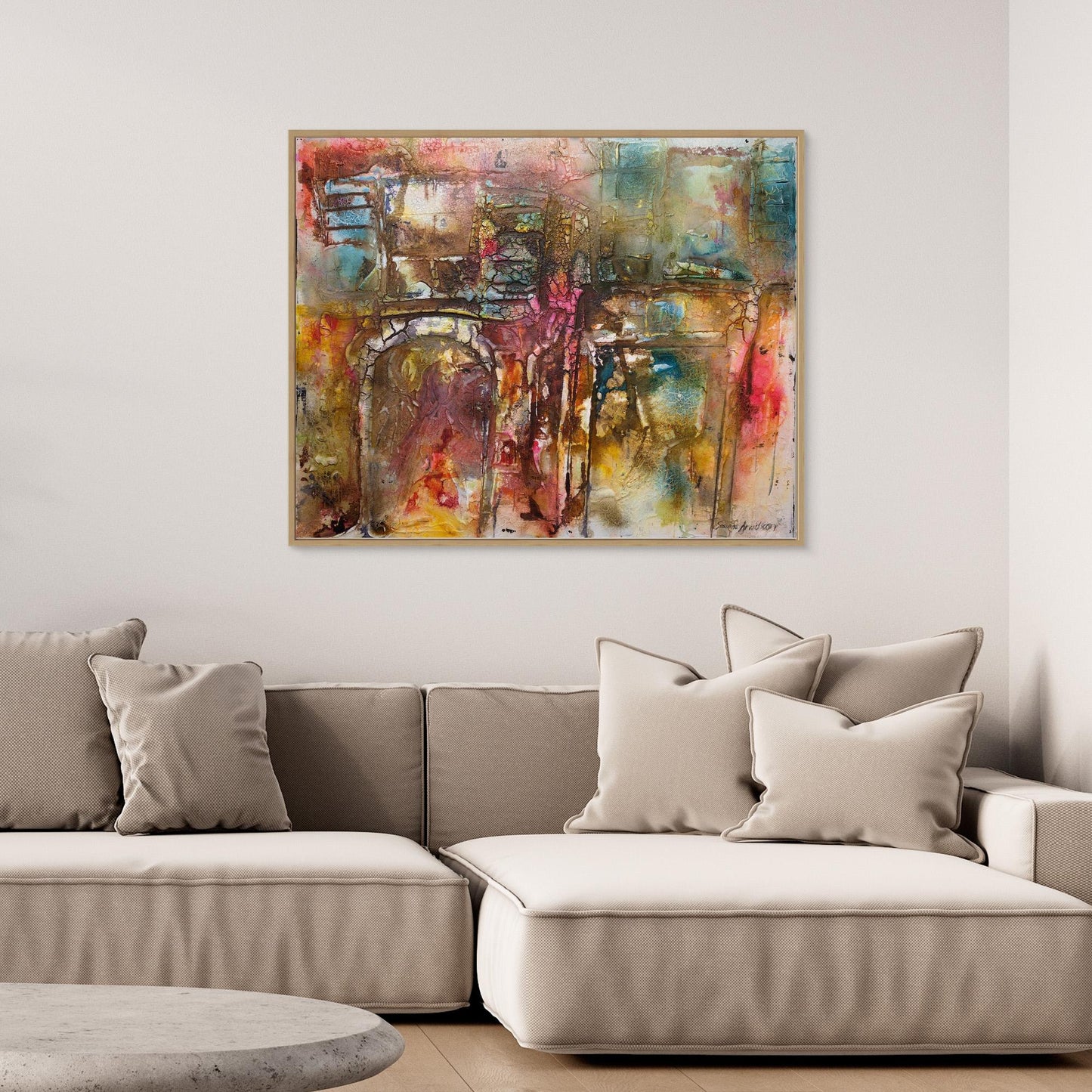 Abstrakt färgsprakande konst – tryck på canvas i stora storlekar