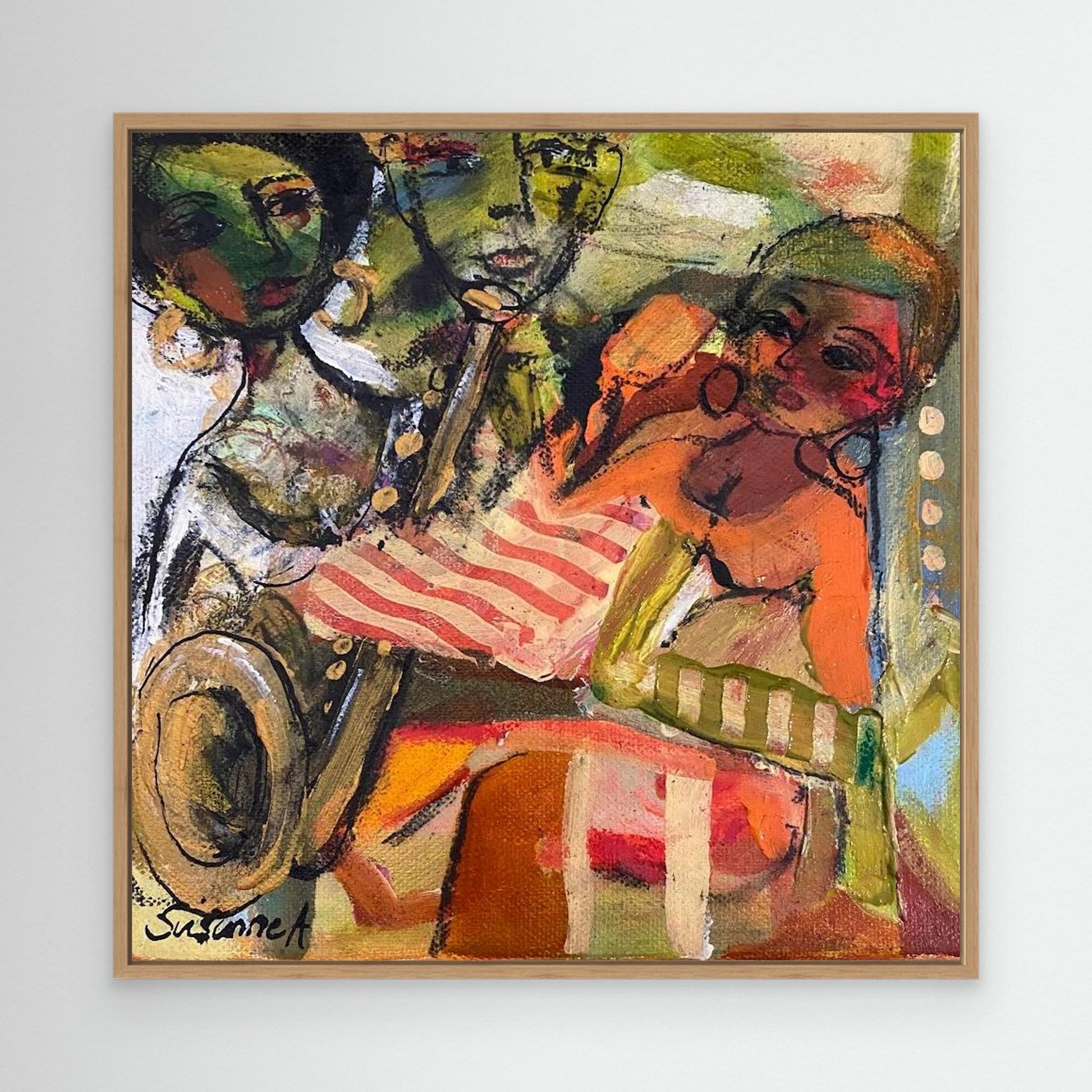 Konsttryck på duk - Jazzkväll på baren