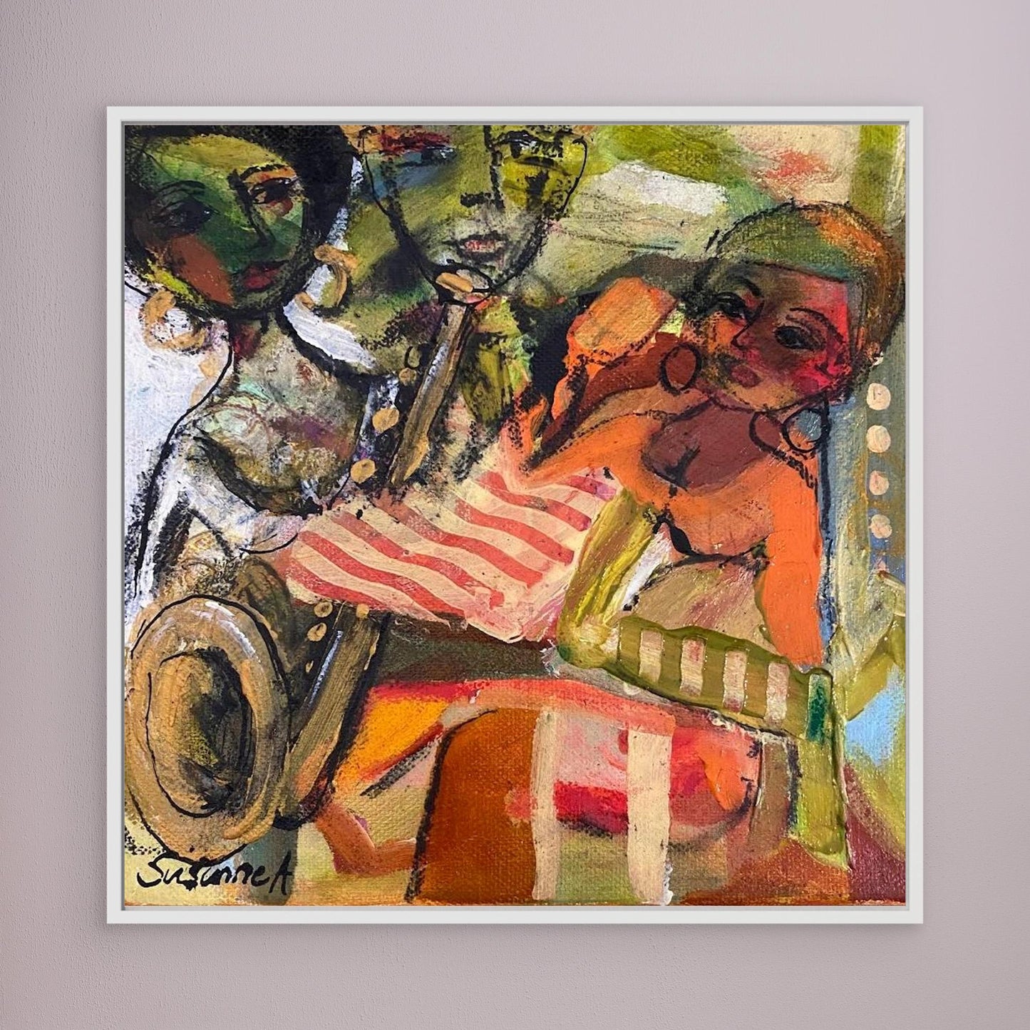 Konsttryck på duk - Jazzkväll på baren