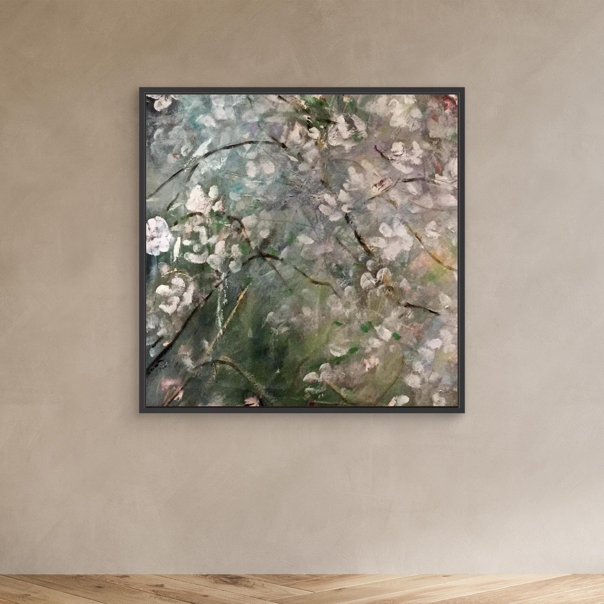 Blomsterdis II – konsttryck på duk i mjuka naturtoner